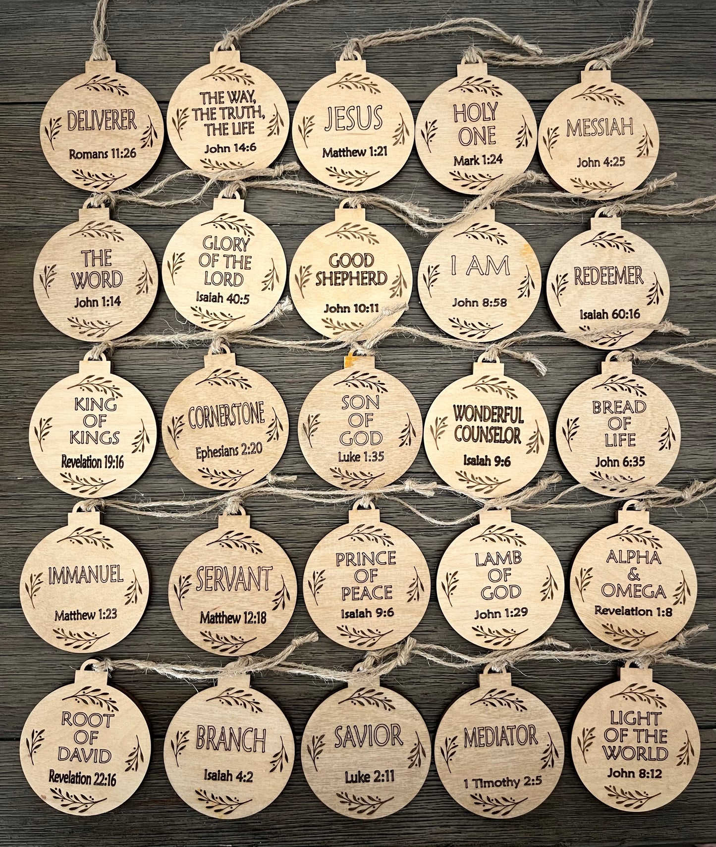 Names of Christ ornament set