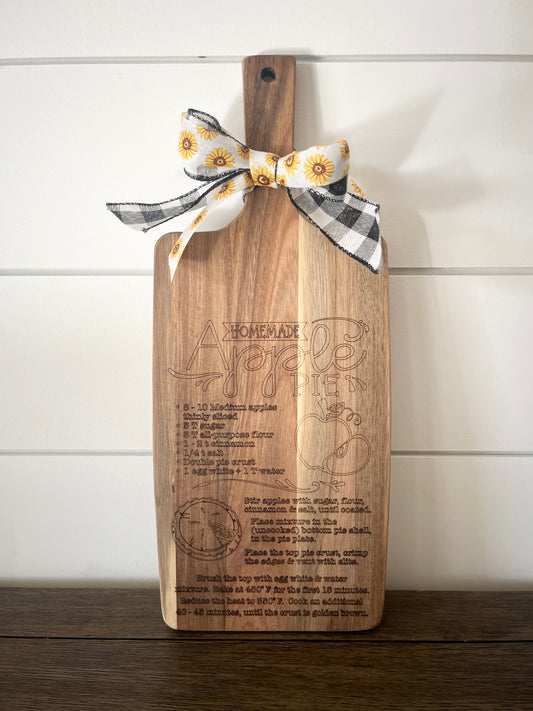 Engraved recipe cutting board