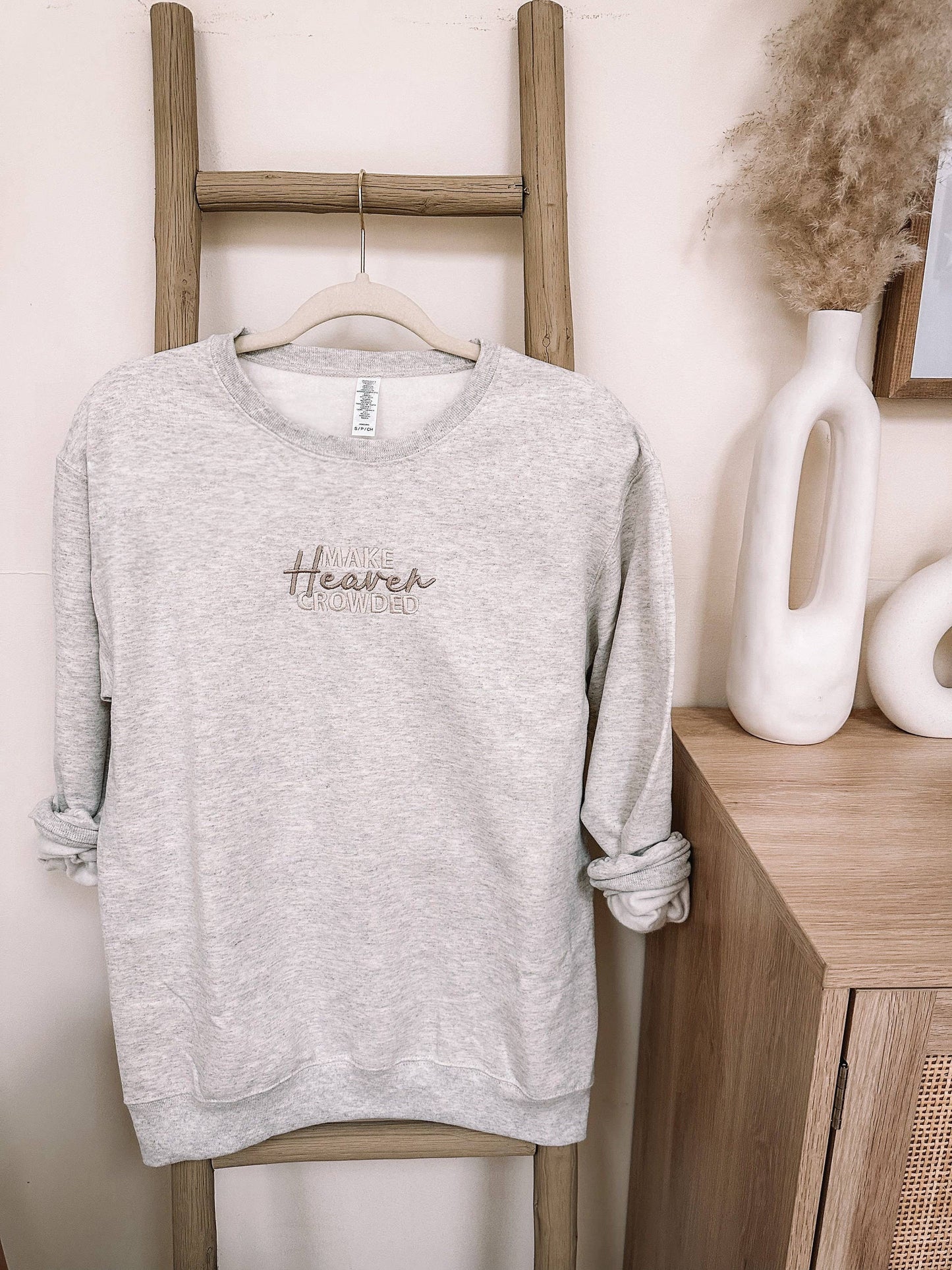 Make Heaven Crowded Embroidered Sweatshirt: Oatmeal Heather